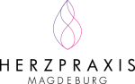 Logo der Herzpraxis Magdeburg – stilisierte Herzform in Pink und Violett mit Schriftzug „HERZPRAXIS MAGDEBURG“.